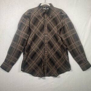 Xposed Clothing Philosophy Men’s Shirt Size L Plaid Semi-Sheer Button Down Long